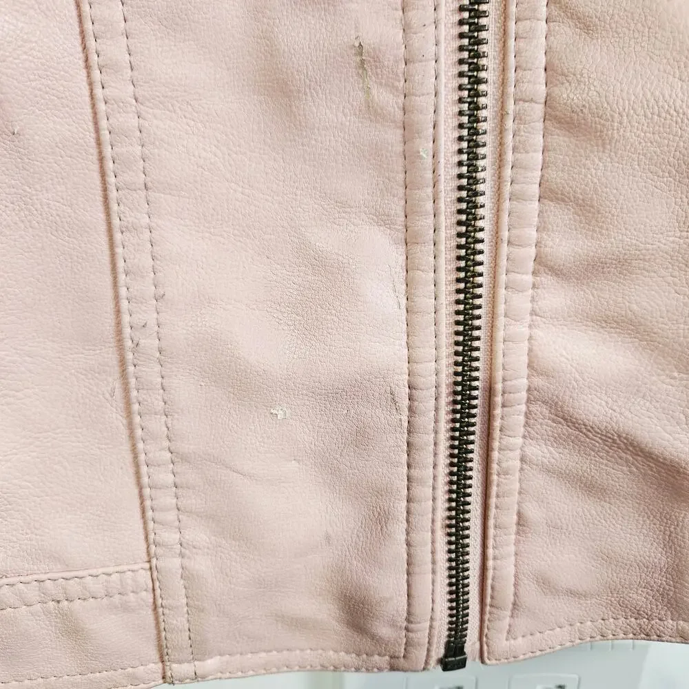 Name It Kids Size 6Y Leather Jacket Pastel Pink Bikercore Motocore Alternative